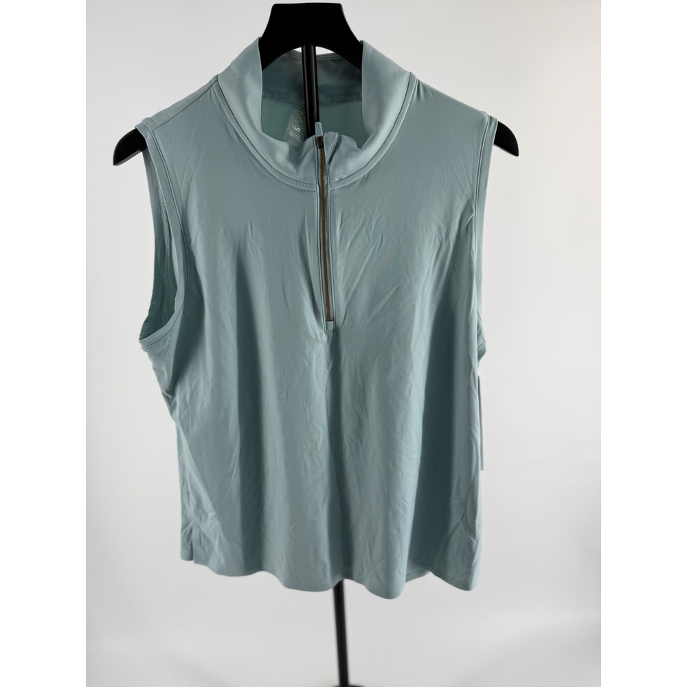 Rhone Course To Court Sleeveless Zip Mock Top Blue Cloud XL UPF 50+ Golf Tennis